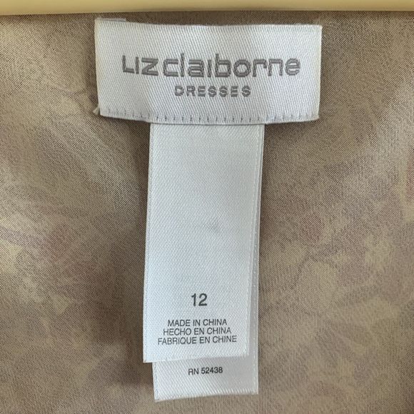 LIZ CLAIBORNE Floral Silk V-Neck Dress Size 12 Flutter Sleeve Fully lined - Picture 3 of 10